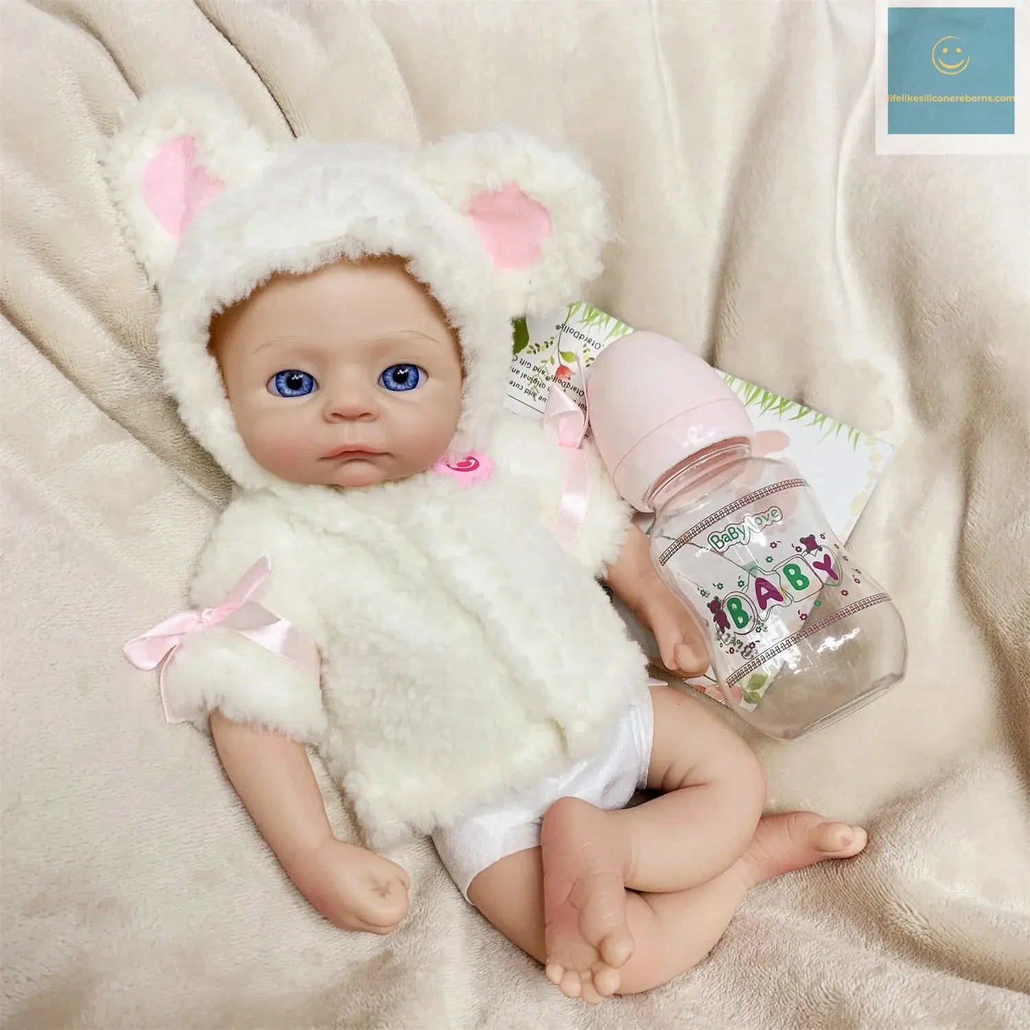 33cm Can Washable Full Body Solid Silicone Bebe Reborn Girl 3D Painted Skin Handmade Painted Skin Lifelike Newborn Baby Dolls lifelikesiliconereborns.com