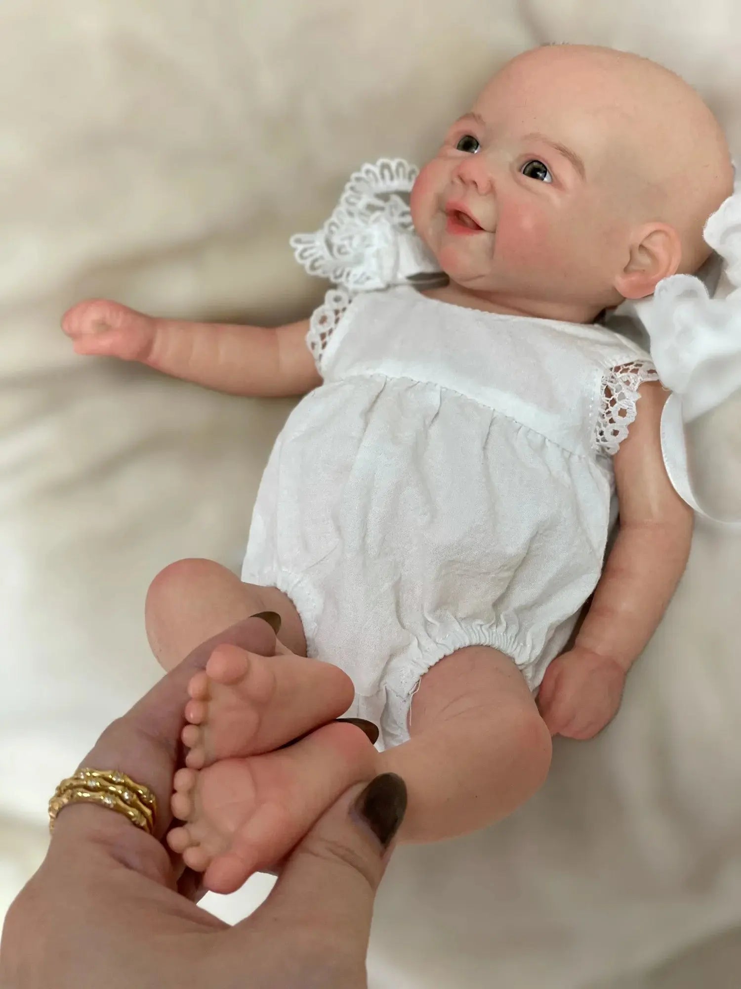 33cm Cuddly Vivienne Full Body Solid Silicone Reborn Baby Girl Visible Veins Handmade Soft Touch Silicone Newborn Doll lifelikesiliconereborns.com