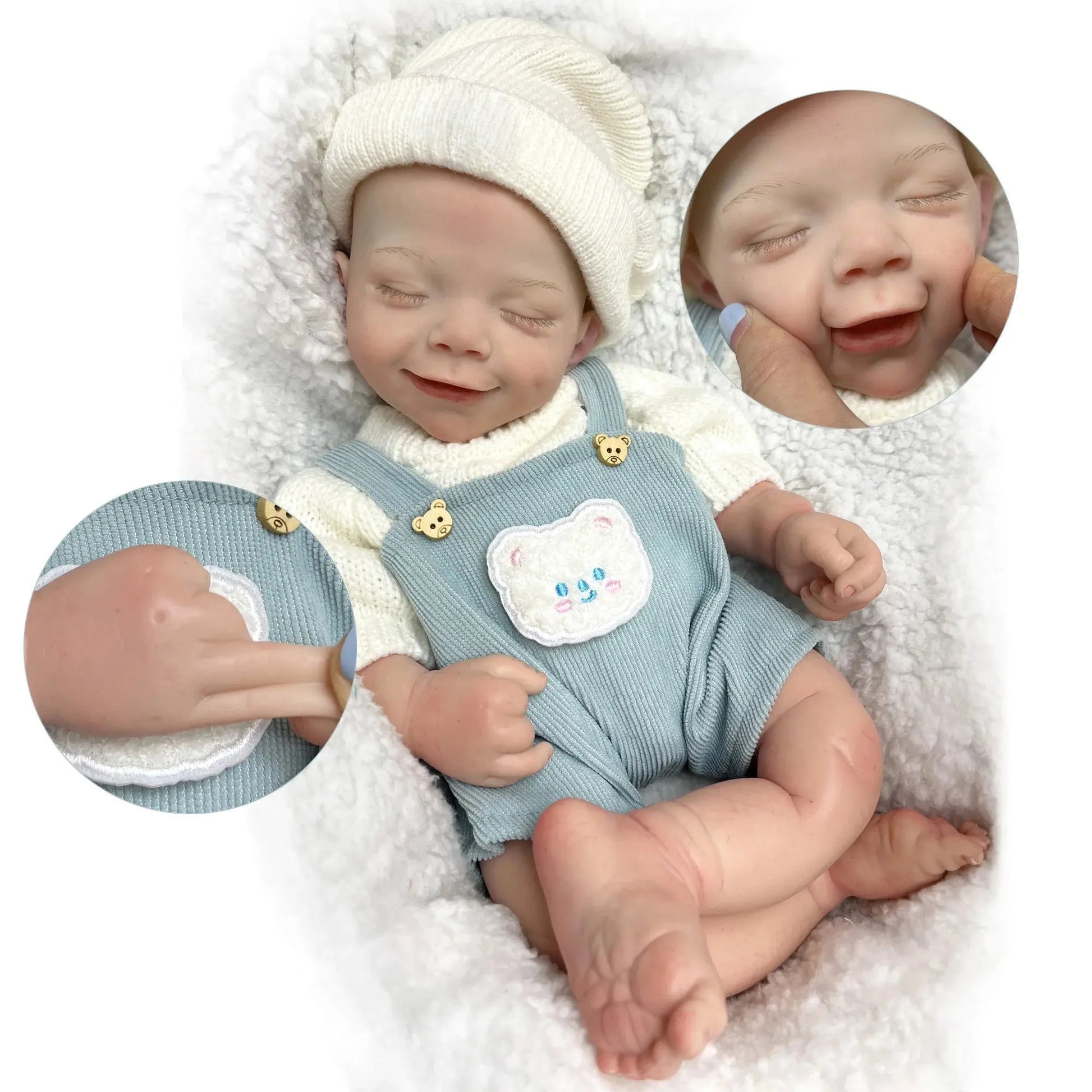42cm April Whole Body Solid Silicone Bebe Reborn Boy With Rooted Hair Lifelike Reborn Doll Boneca Reborn Corpo De Silicone Doll lifelikesiliconereborns.com
