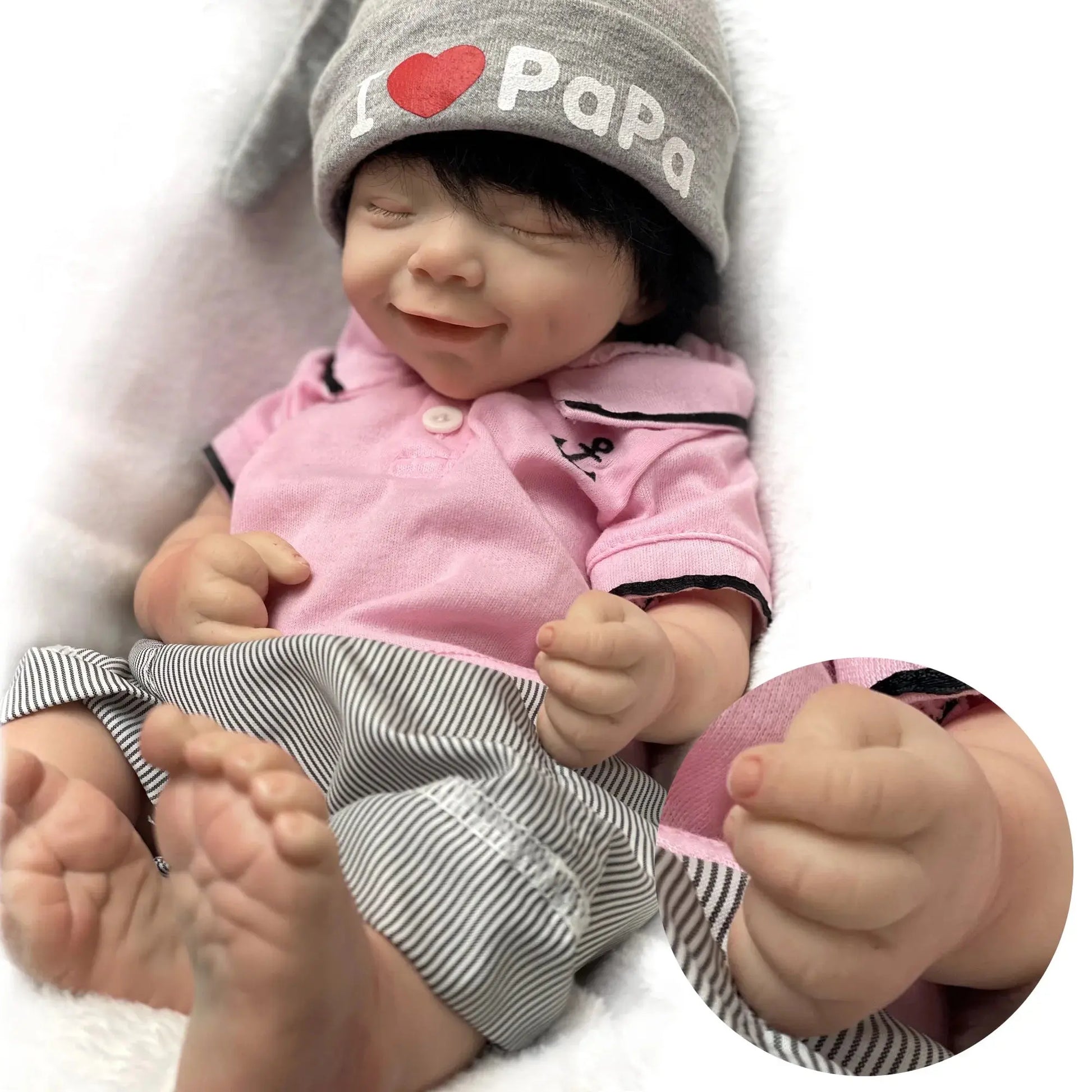 42cm April Whole Body Solid Silicone Bebe Reborn Boy With Rooted Hair Lifelike Reborn Doll Boneca Reborn Corpo De Silicone Doll lifelikesiliconereborns.com