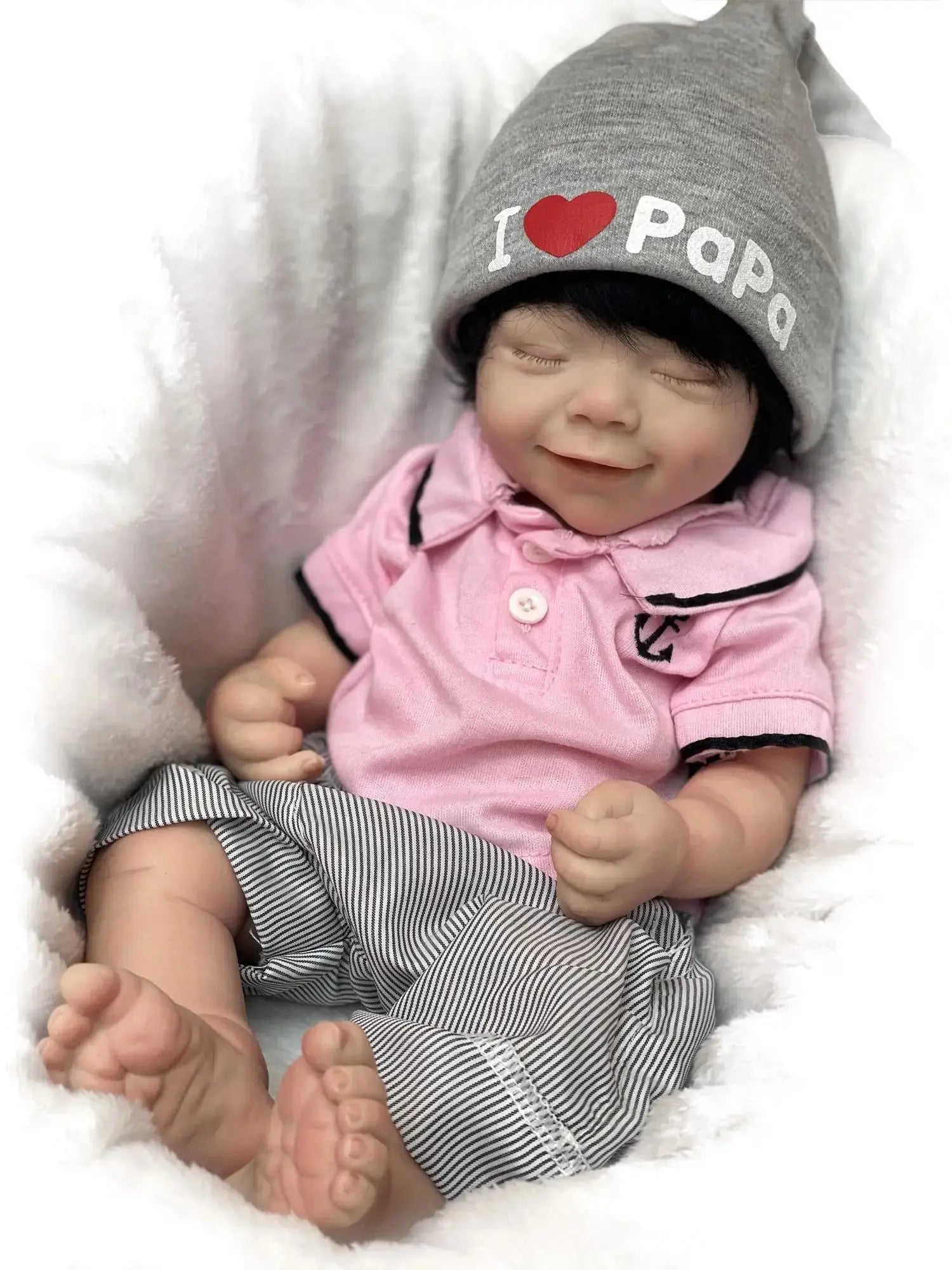 42cm April Whole Body Solid Silicone Bebe Reborn Boy With Rooted Hair Lifelike Reborn Doll Boneca Reborn Corpo De Silicone Doll lifelikesiliconereborns.com