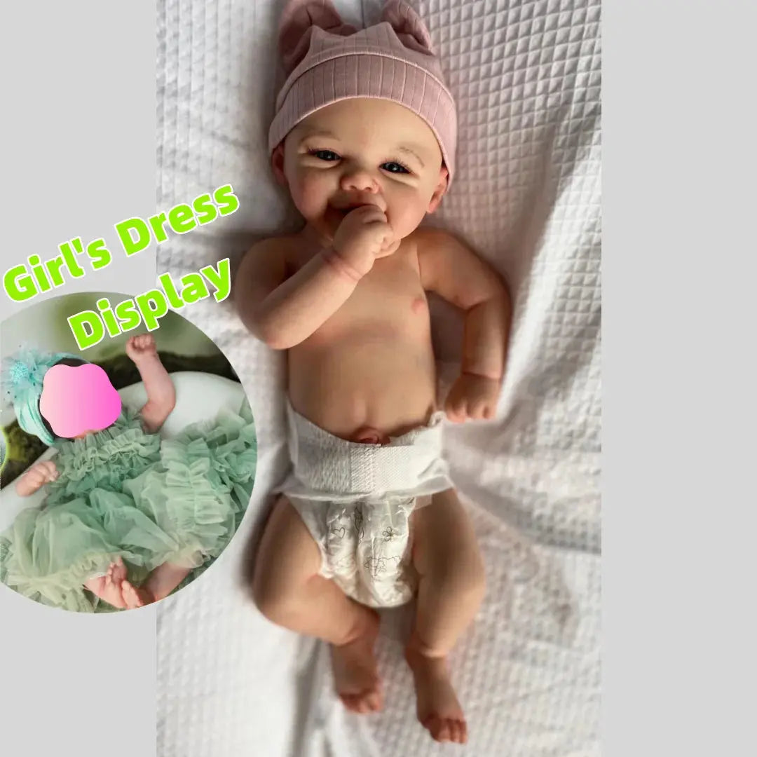 43-45cm Can Open Mouth Vivienne Washable Soft Silicone Bebe Reborn Girl Doll With Painted Skin Lifelike Newborn Girl Doll lifelikesiliconereborns.com