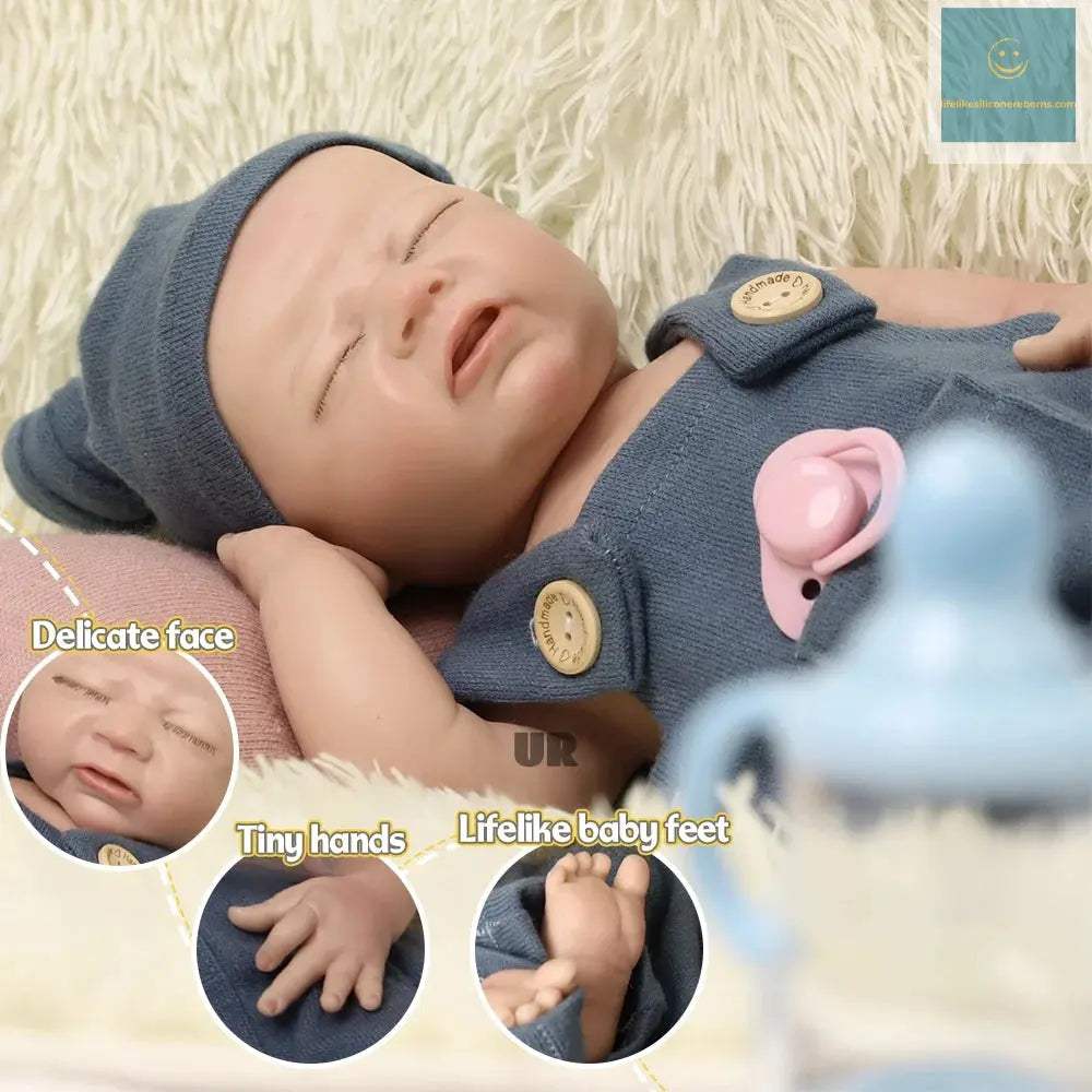 45 cm 100% Platinum Solid Silicone Reborn Baby Boy Soft Touch Handmade Washable Newborn Doll For Children Birthday Gifts lifelikesiliconereborns.com