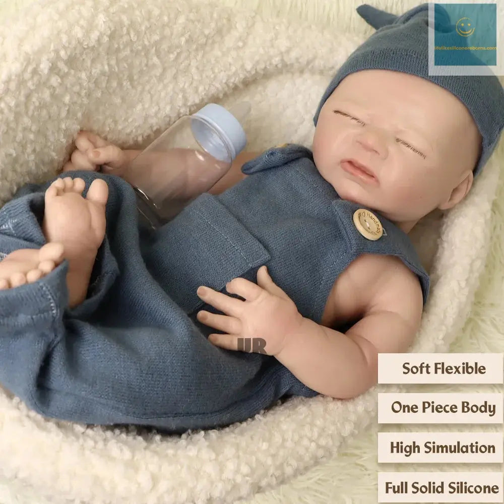45 cm 100% Platinum Solid Silicone Reborn Baby Boy Soft Touch Handmade Washable Newborn Doll For Children Birthday Gifts lifelikesiliconereborns.com