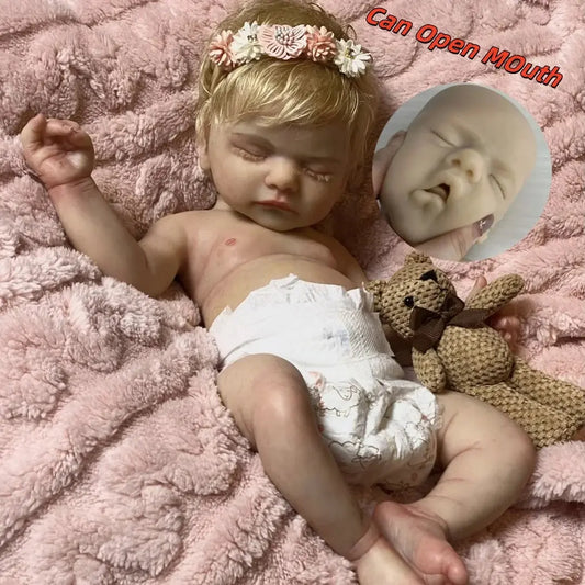 45cm Can Open Mouth Sam Full Body Silicone Bebe Reborn Girl With Rooted Hair 3D Paint Skin Washable bebe reborn de silicona lifelikesiliconereborns.com