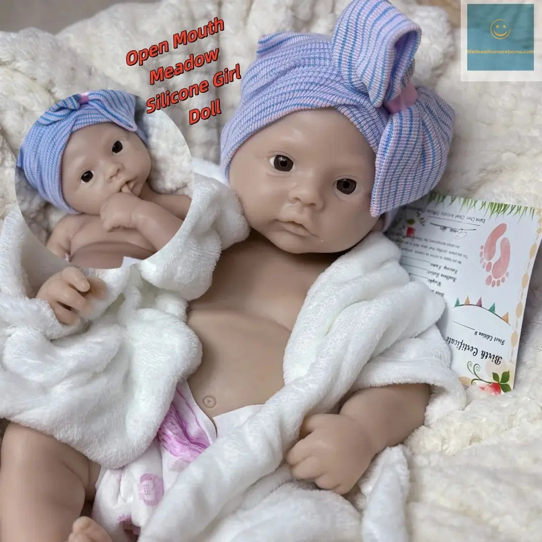 45cm Open Mouth Meadow Solid Silicone bébé reborn Girl With Unpaint Skin Waterproof Newborn Girl Doll Corpo De Silicone Doll lifelikesiliconereborns.com