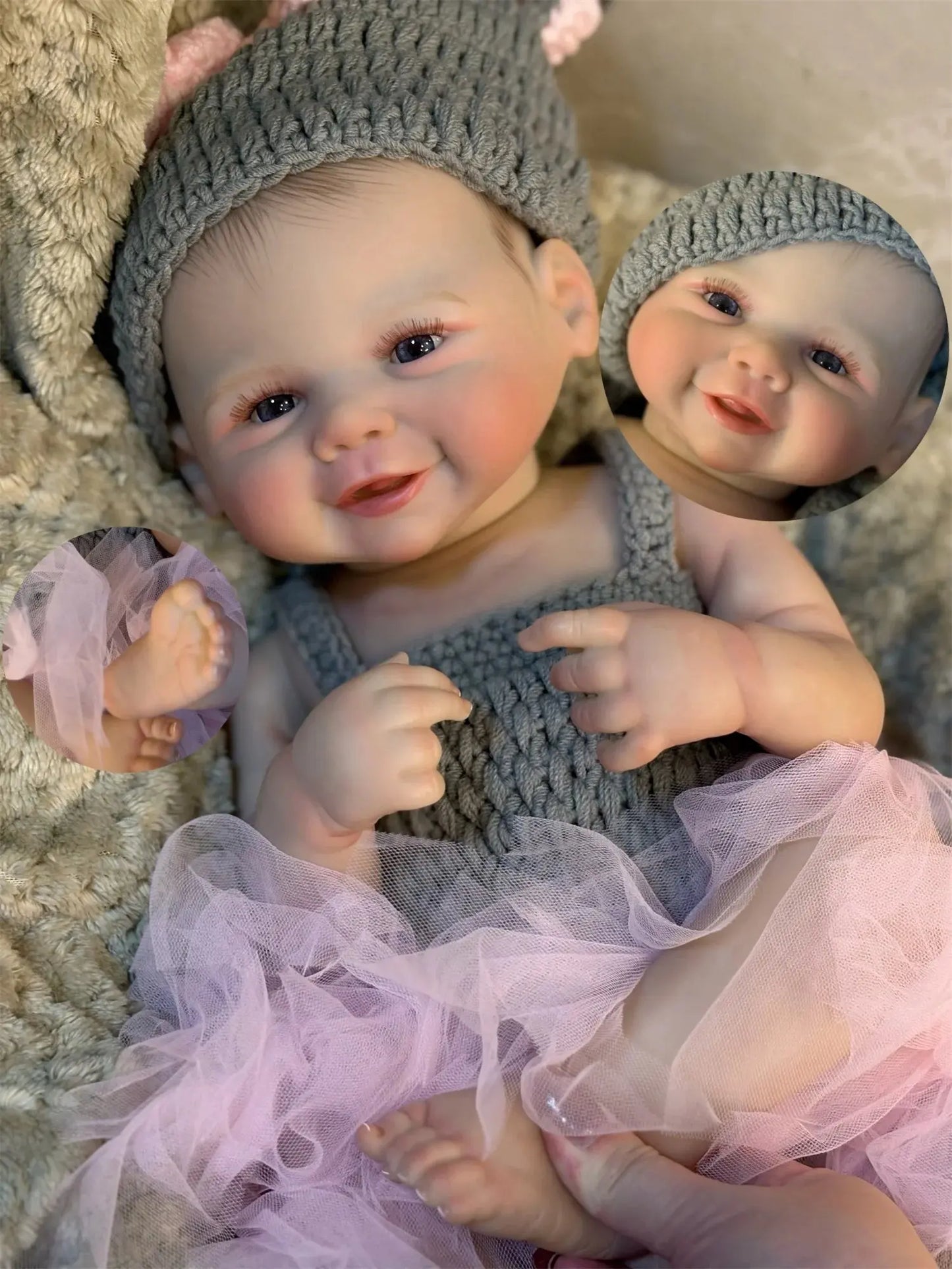 50cm Cuddly Vivienne Bebe Reborn Girl With Painted Hair Full Body Soft Vinyl Doll Washable Lifelike Real Reborn Baby Doll lifelikesiliconereborns.com