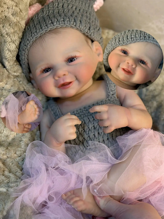 50cm Cuddly Vivienne Bebe Reborn Girl With Painted Hair Full Body Soft Vinyl Doll Washable Lifelike Real Reborn Baby Doll lifelikesiliconereborns.com