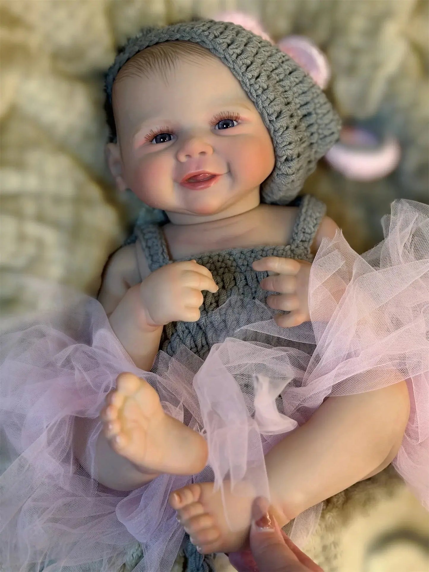 50cm Cuddly Vivienne Bebe Reborn Girl With Painted Hair Full Body Soft Vinyl Doll Washable Lifelike Real Reborn Baby Doll lifelikesiliconereborns.com