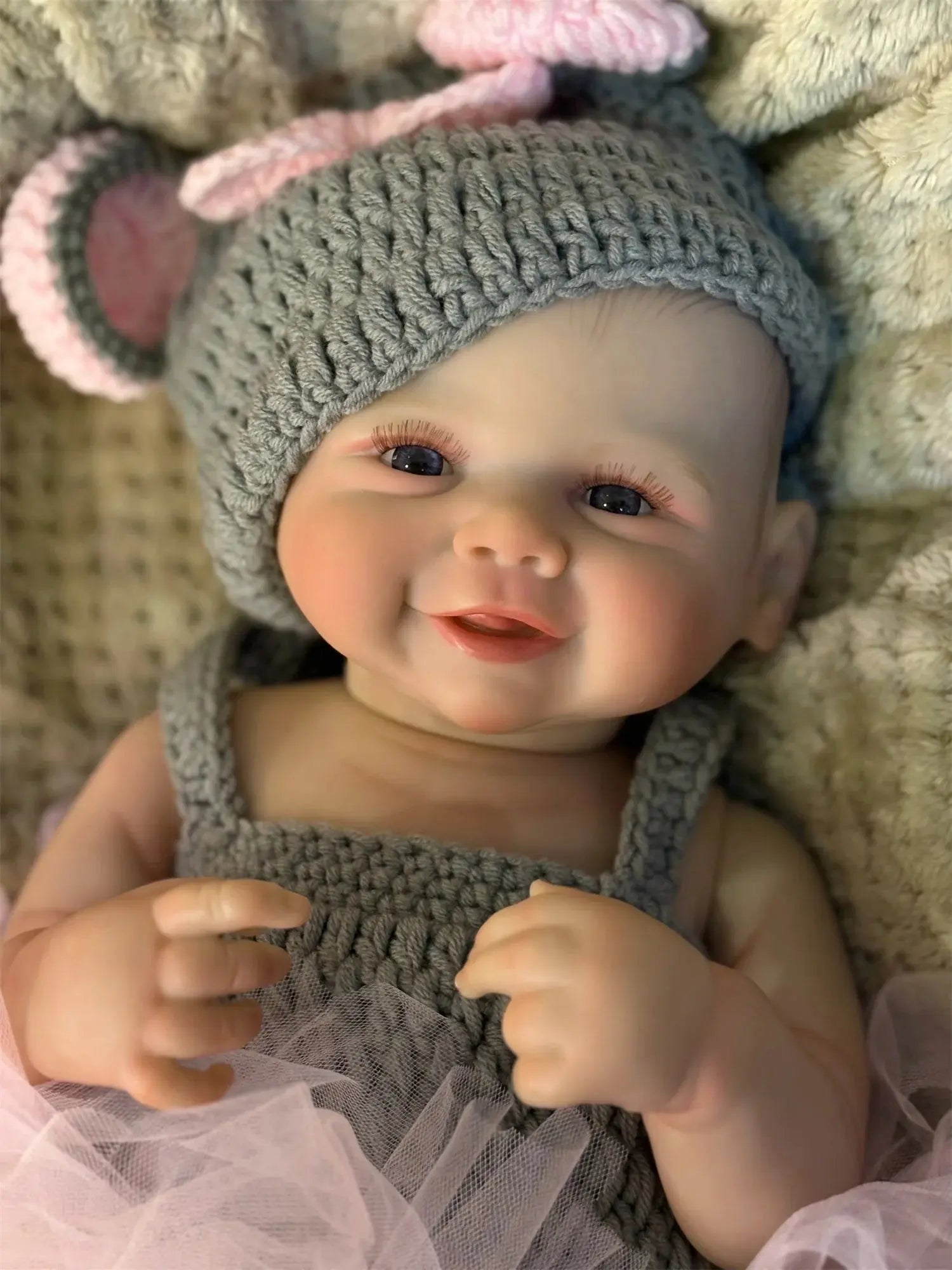 50cm Cuddly Vivienne Bebe Reborn Girl With Painted Hair Full Body Soft Vinyl Doll Washable Lifelike Real Reborn Baby Doll lifelikesiliconereborns.com