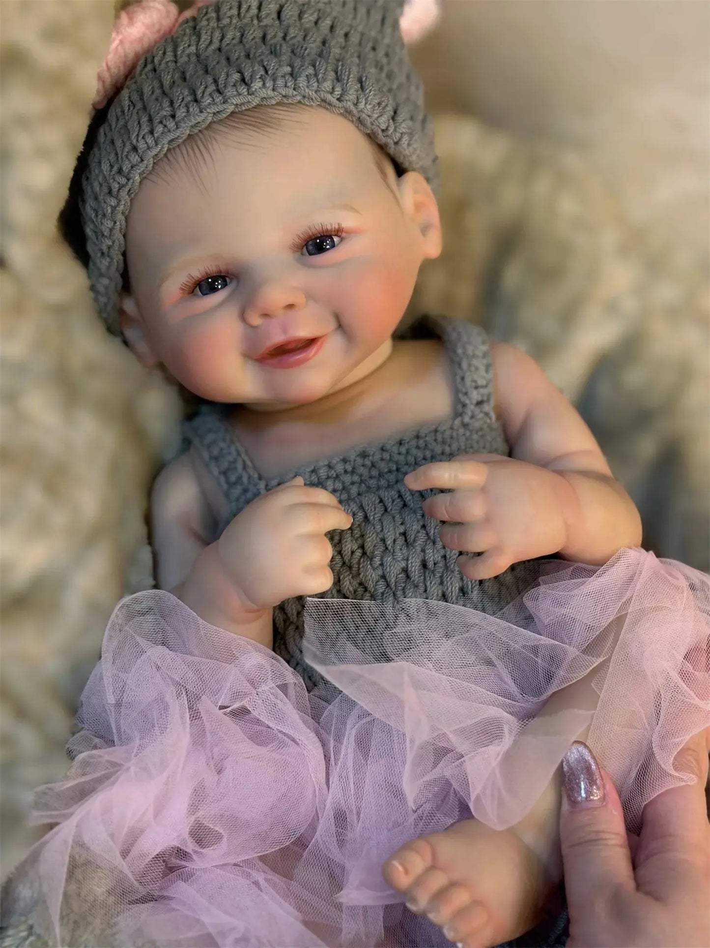 50cm Cuddly Vivienne Bebe Reborn Girl With Painted Hair Full Body Soft Vinyl Doll Washable Lifelike Real Reborn Baby Doll lifelikesiliconereborns.com