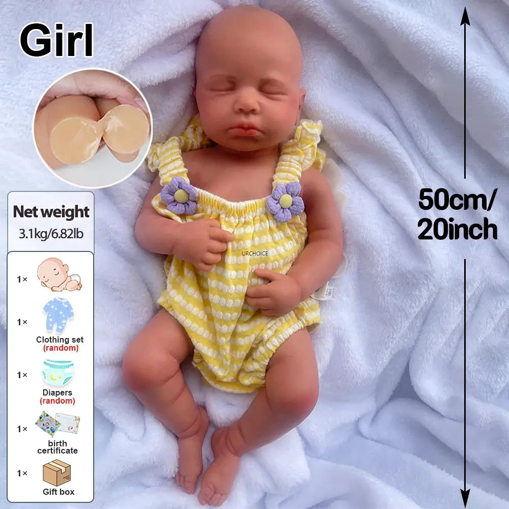 50cm Whole Body Solid Handamde Silicone Reborn Baby Girl Loulou Soft Touch Feeling Realistic Washable Doll Kids Toy lifelikesiliconereborns.com