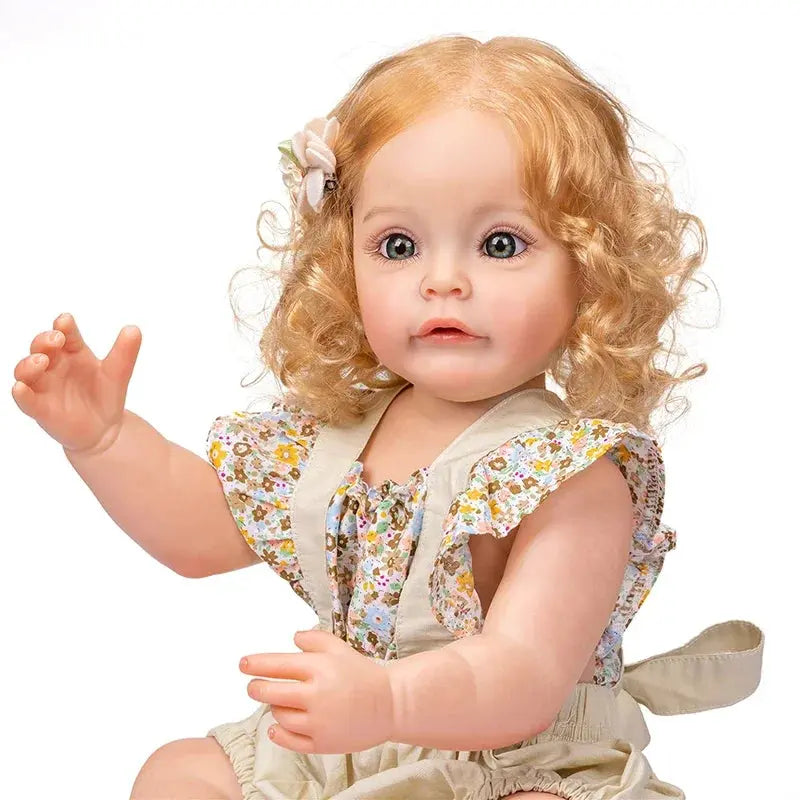 55CM Full Body Silicone Reborn Baby Doll Princess Toddler Girl Sue-Sue Hand-detailed Painting Veins Waterproof Bath Toys lifelikesiliconereborns.com