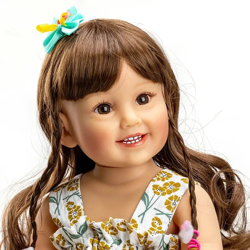 55CM Reborn Baby Dolls Toddler Smile Girl Cammi Soft Silicone Baby Doll 3D Painted Skin with Visible Veins Children Bath Toy lifelikesiliconereborns.com