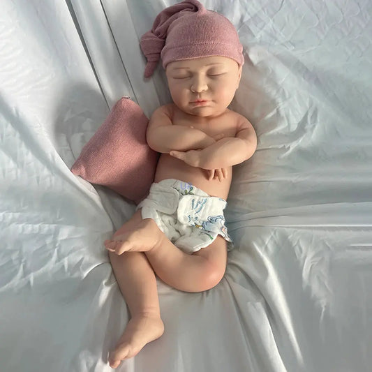 55Cm 22" Weighted Super Soft Platinum Silicone Reborn Baby Realistic Asleep Newborn Lifelike Doll Girl Prototype Diy Reborner lifelikesiliconereborns.com
