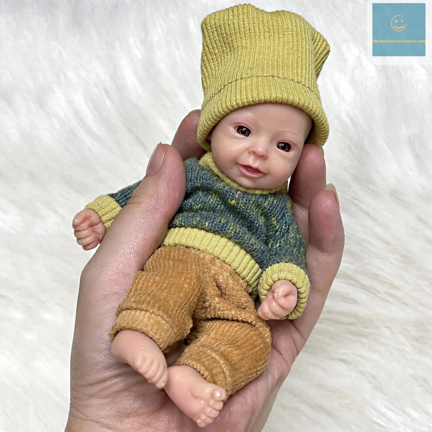 6Inch Mini Palm Full Solid Silicone Bebe Reborn Handmade Realistic Reborn Baby Dolls Lifelike Pеборн Mальчик Cпящий lifelikesiliconereborns.com