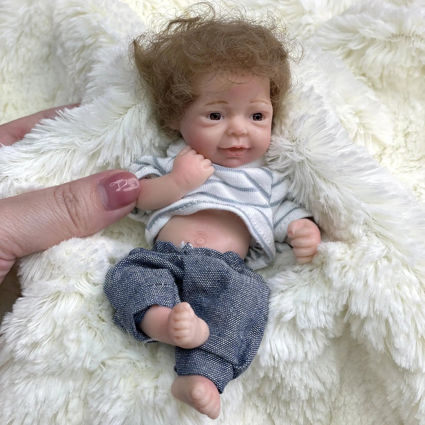 6Inch Mini Palm Full Solid Silicone Bebe Reborn Handmade Realistic Reborn Baby Dolls Lifelike Pеборн Mальчик Cпящий lifelikesiliconereborns.com
