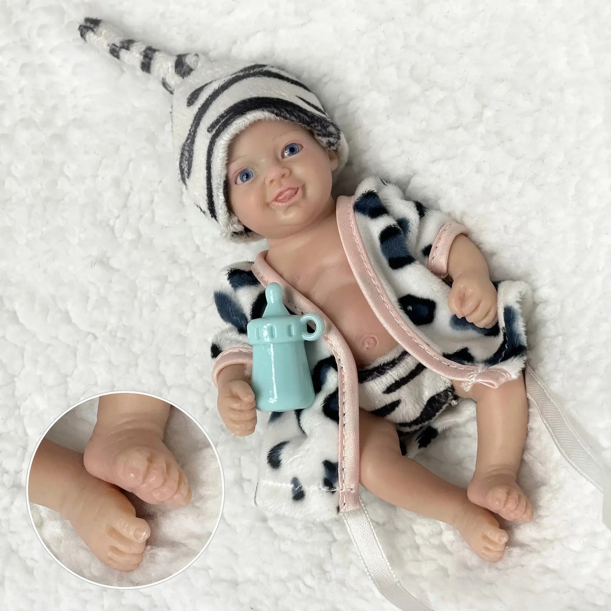 6Inch Mini Palm Full Solid Silicone Bebe Reborn Handmade Realistic Reborn Baby Dolls Lifelike Pеборн Mальчик Cпящий lifelikesiliconereborns.com