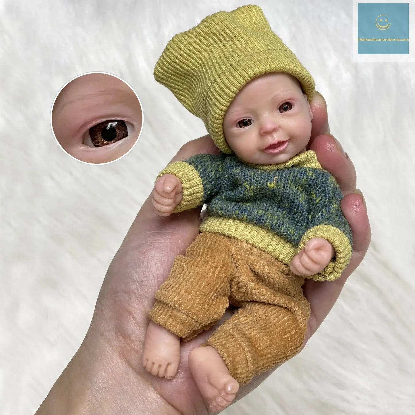 6Inch Mini Palm Full Solid Silicone Bebe Reborn Handmade Realistic Reborn Baby Dolls Lifelike Pеборн Mальчик Cпящий lifelikesiliconereborns.com