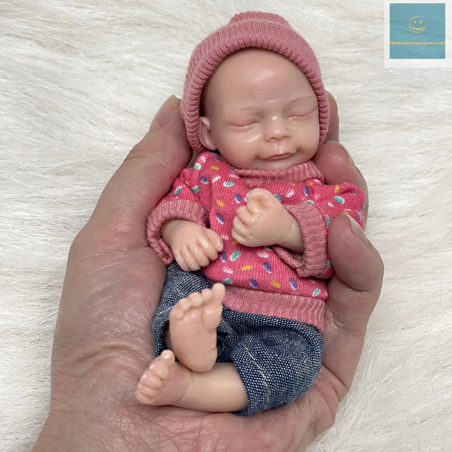 6Inch Mini Palm Full Solid Silicone Bebe Reborn Handmade Realistic Reborn Baby Dolls Lifelike Pеборн Mальчик Cпящий lifelikesiliconereborns.com