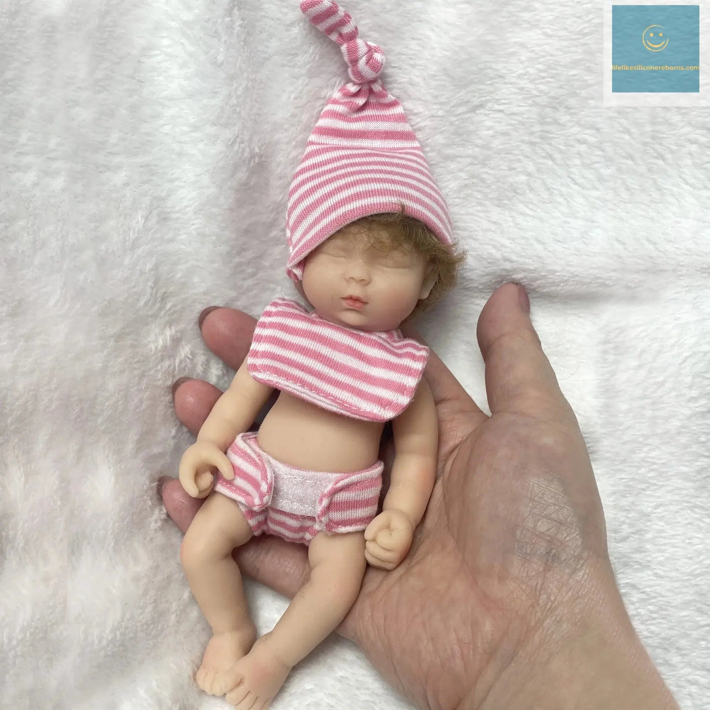 6Inch Mini Palm Full Solid Silicone Bebe Reborn Handmade Realistic Reborn Baby Dolls Lifelike Pеборн Mальчик Cпящий lifelikesiliconereborns.com