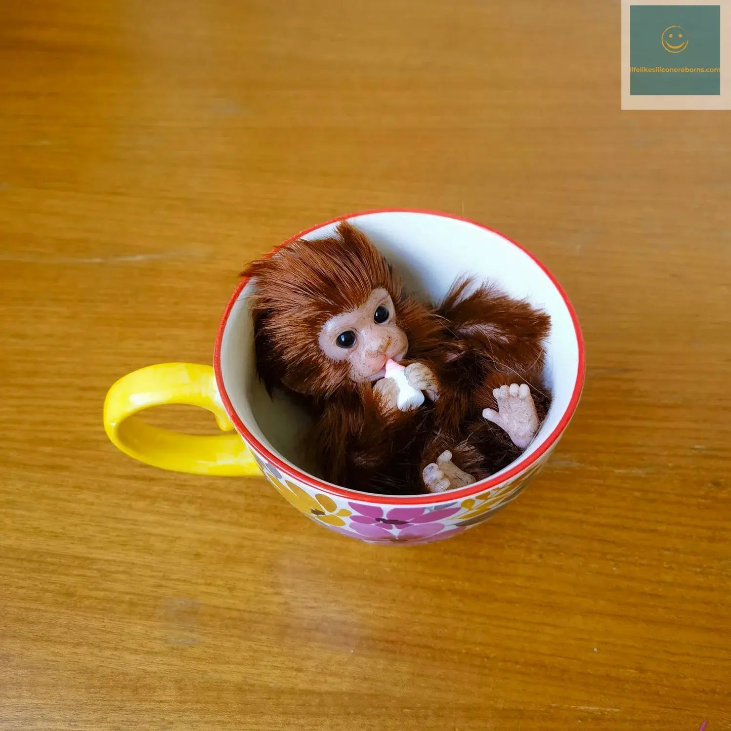 6’’ AVANI DOLL Full Body Silicone Monkey Drinking Milk Monkey Cute Sitting Monkey lifelikesiliconereborns.com