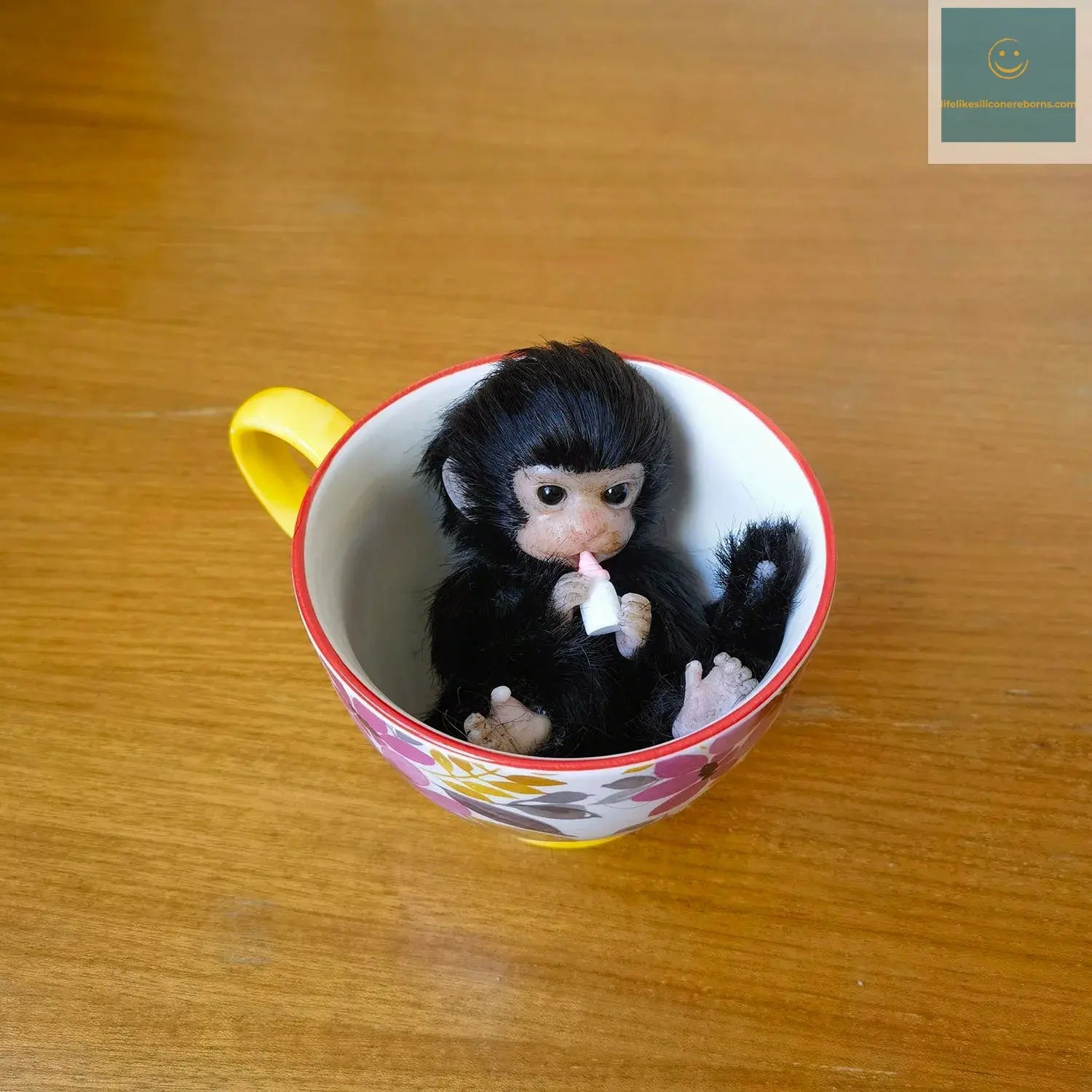 6’’ AVANI DOLL Full Body Silicone Monkey Drinking Milk Monkey Cute Sitting Monkey lifelikesiliconereborns.com