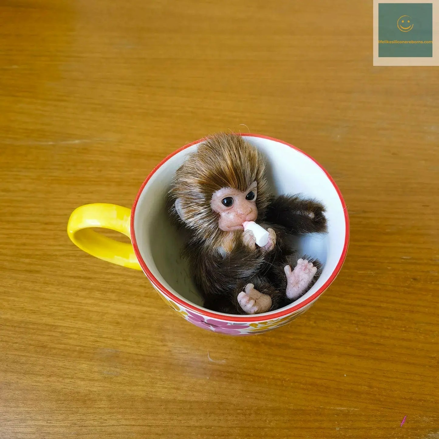 6’’ AVANI DOLL Full Body Silicone Monkey Drinking Milk Monkey Cute Sitting Monkey lifelikesiliconereborns.com