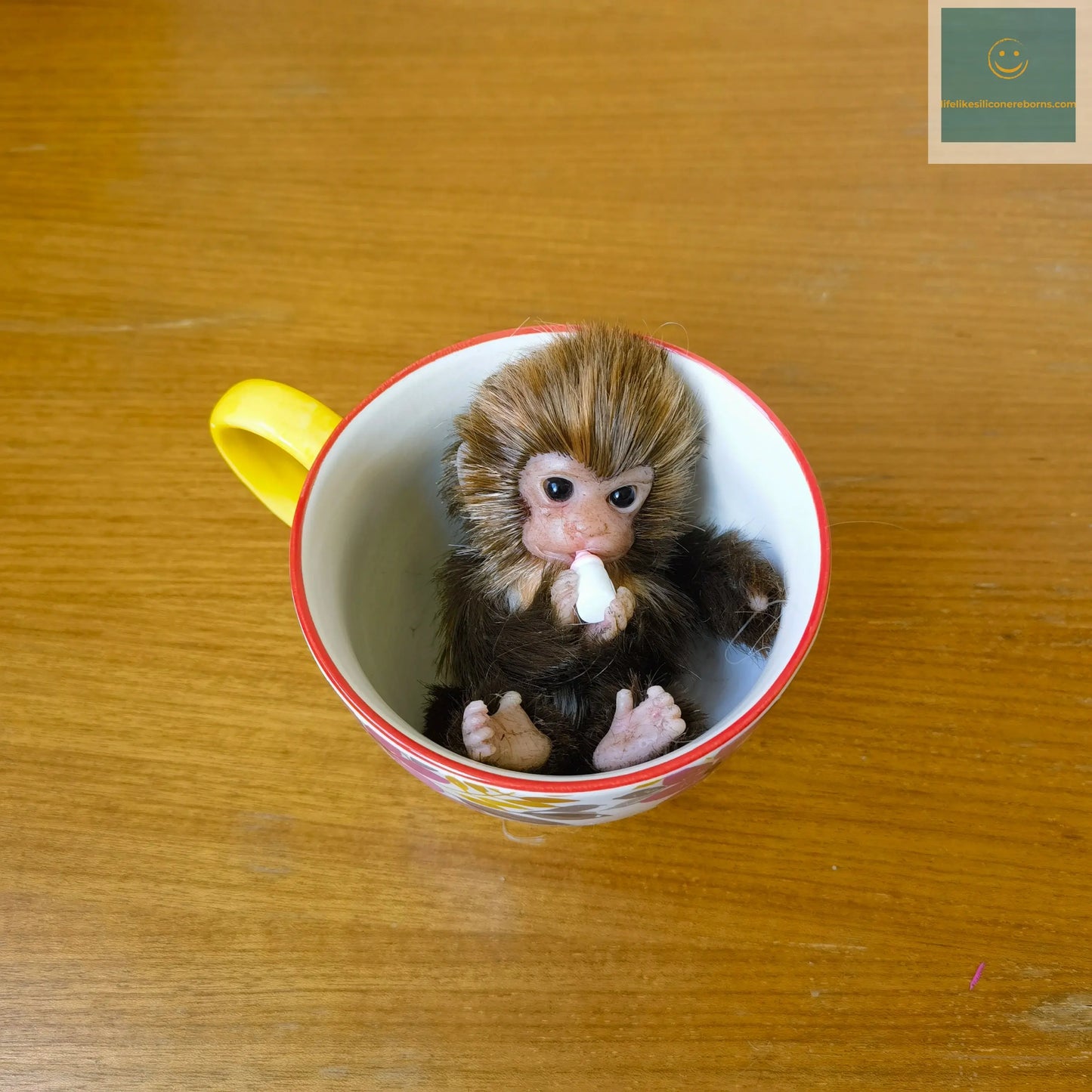 6’’ AVANI DOLL Full Body Silicone Monkey Drinking Milk Monkey Cute Sitting Monkey lifelikesiliconereborns.com