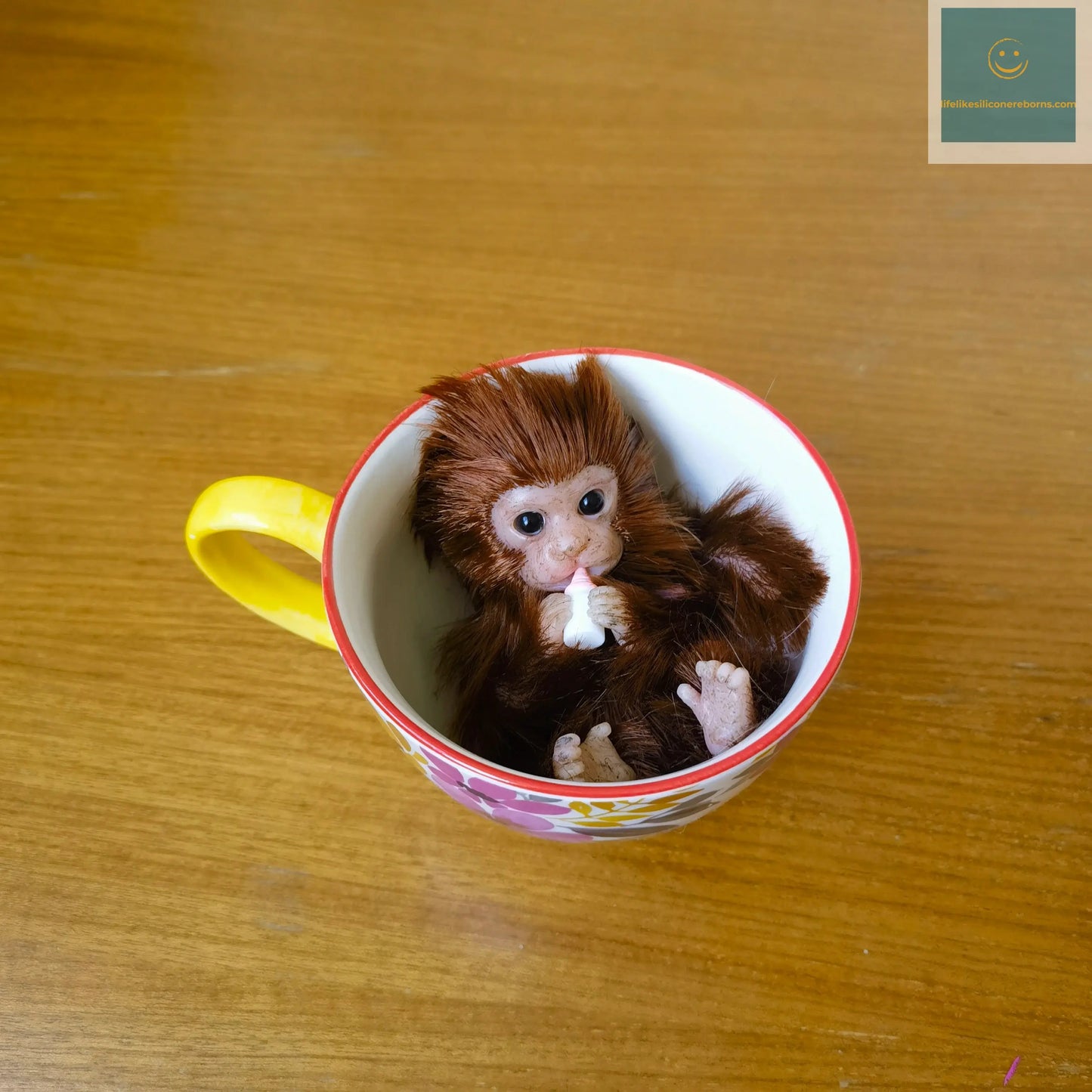 6’’ AVANI DOLL Full Body Silicone Monkey Drinking Milk Monkey Cute Sitting Monkey lifelikesiliconereborns.com