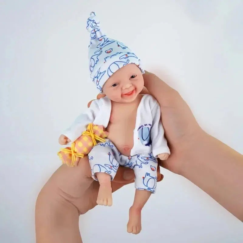 7 Inch Mini Baby Reborn Dolls Handmade Boy Realistic Newborn Miniature Babies Dolls Silicone Full Body Stress Relief for Adults lifelikesiliconereborns.com