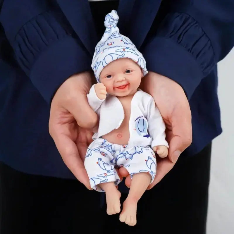 7 Inch Mini Baby Reborn Dolls Handmade Boy Realistic Newborn Miniature Babies Dolls Silicone Full Body Stress Relief for Adults lifelikesiliconereborns.com