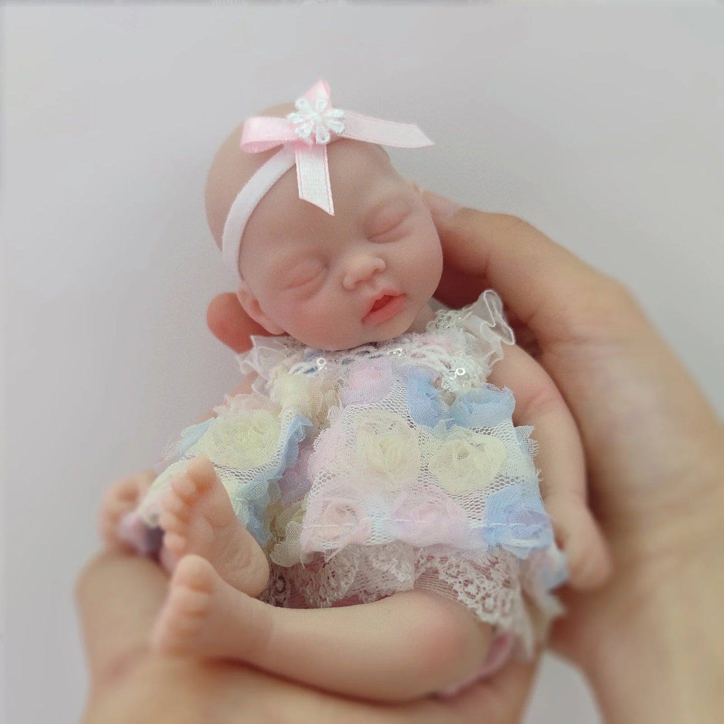 Reborn Baby Dolls Sleeping 7 Inch Silicone Full Body Girl Miniature Babies with feed Accessories for Christmas Gift Kids lifelikesiliconereborns.com