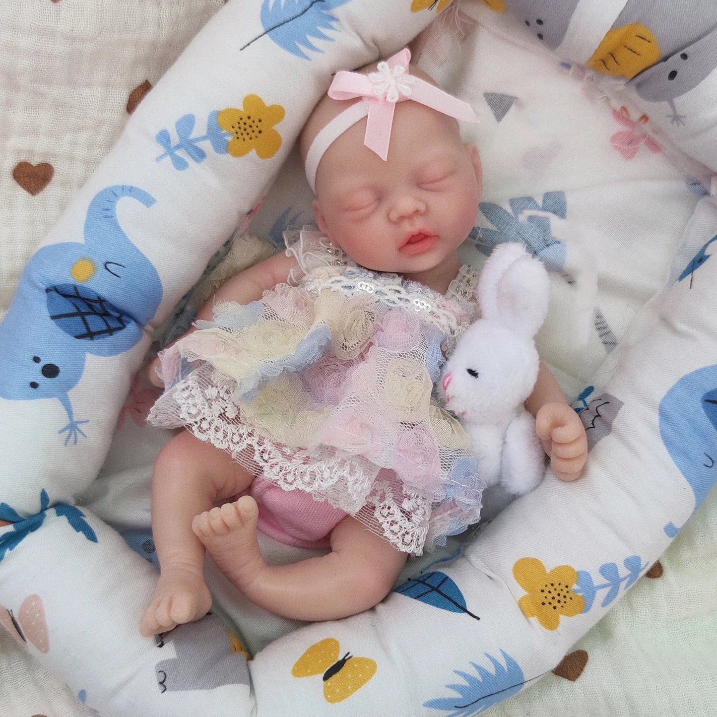 Reborn Baby Dolls Sleeping 7 Inch Silicone Full Body Girl Miniature Babies with feed Accessories for Christmas Gift Kids lifelikesiliconereborns.com