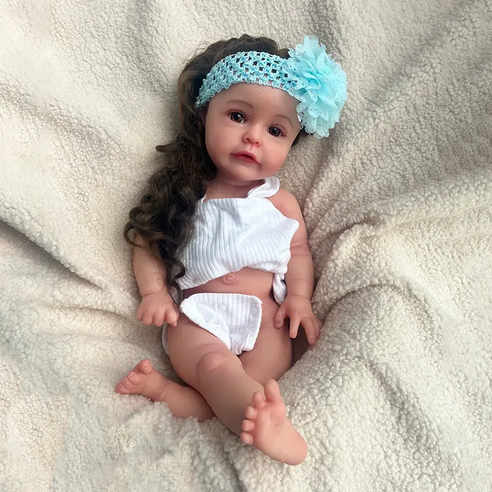 Artist Collectibles Realistic 20" Soft Silicone Reborn Baby Girl Implanted Hair Unpainted or Painted Lifelike Newborn Doll Gift lifelikesiliconereborns.com