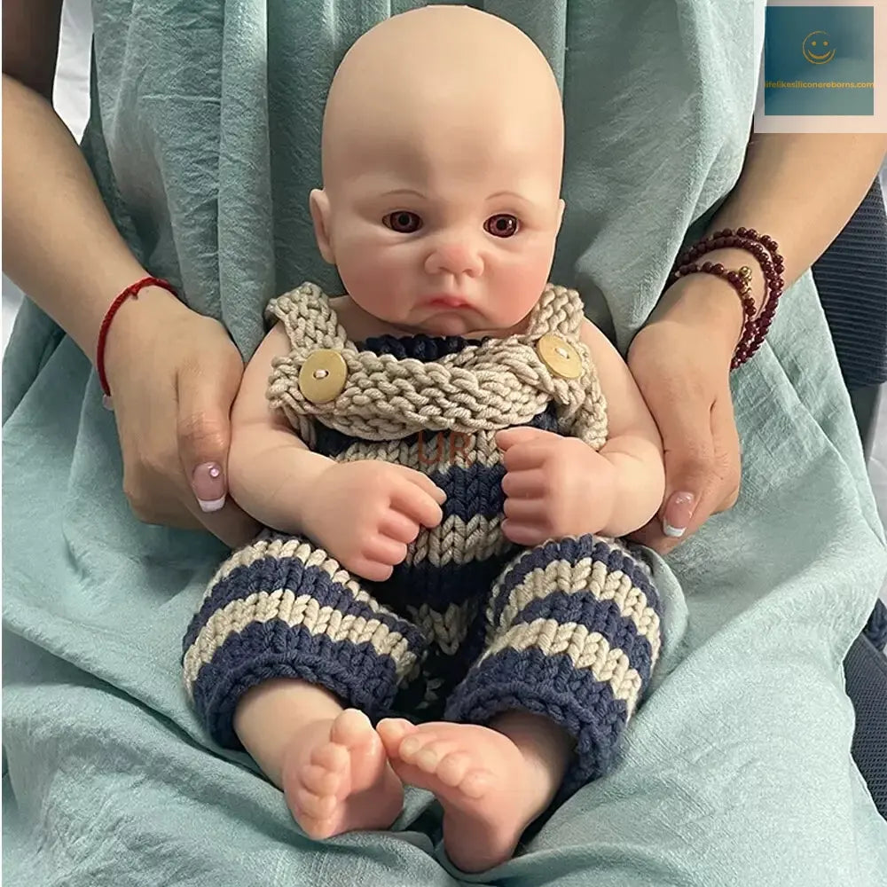 Artist Reborner Painted 16" Weighted Soft Platinum Silicone Reborn Baby Boy Open Eyes Flexible Newborn Lifelike Doll Toy lifelikesiliconereborns.com