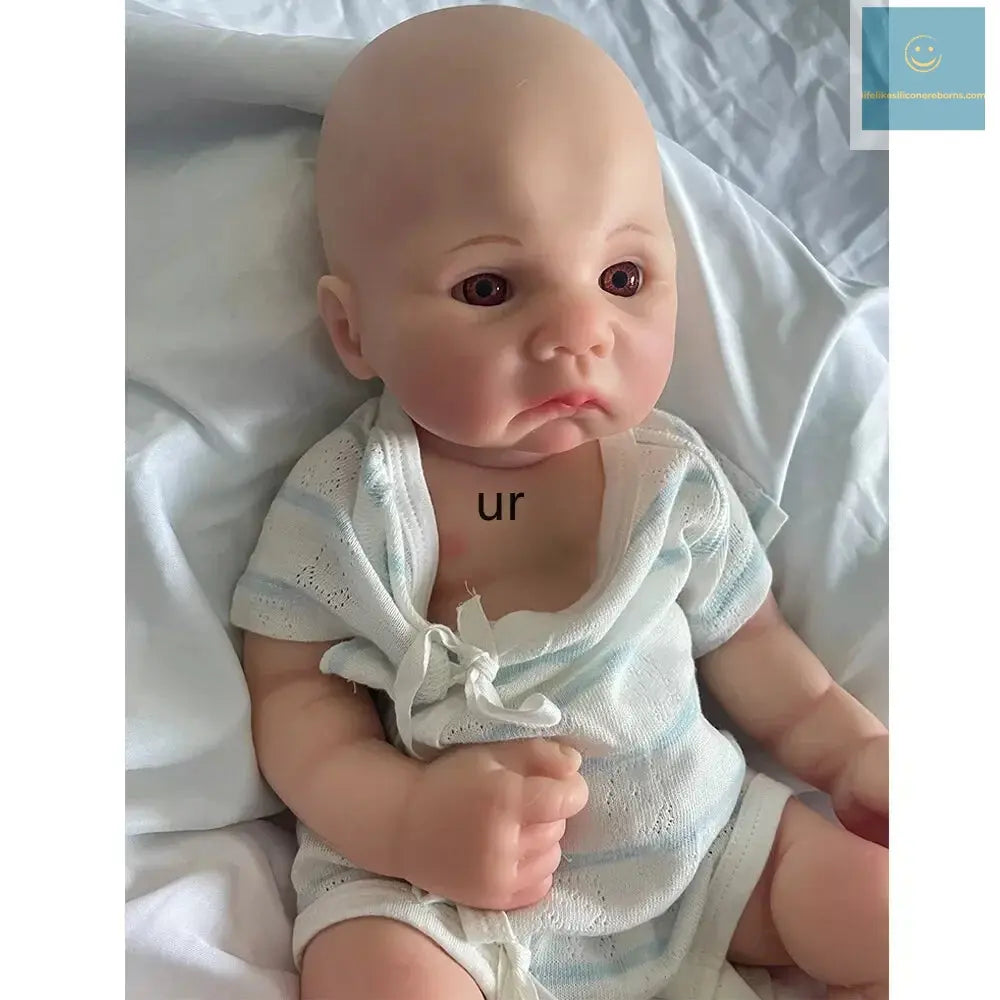Artist Reborner Painted 16" Weighted Soft Platinum Silicone Reborn Baby Boy Open Eyes Flexible Newborn Lifelike Doll Toy lifelikesiliconereborns.com
