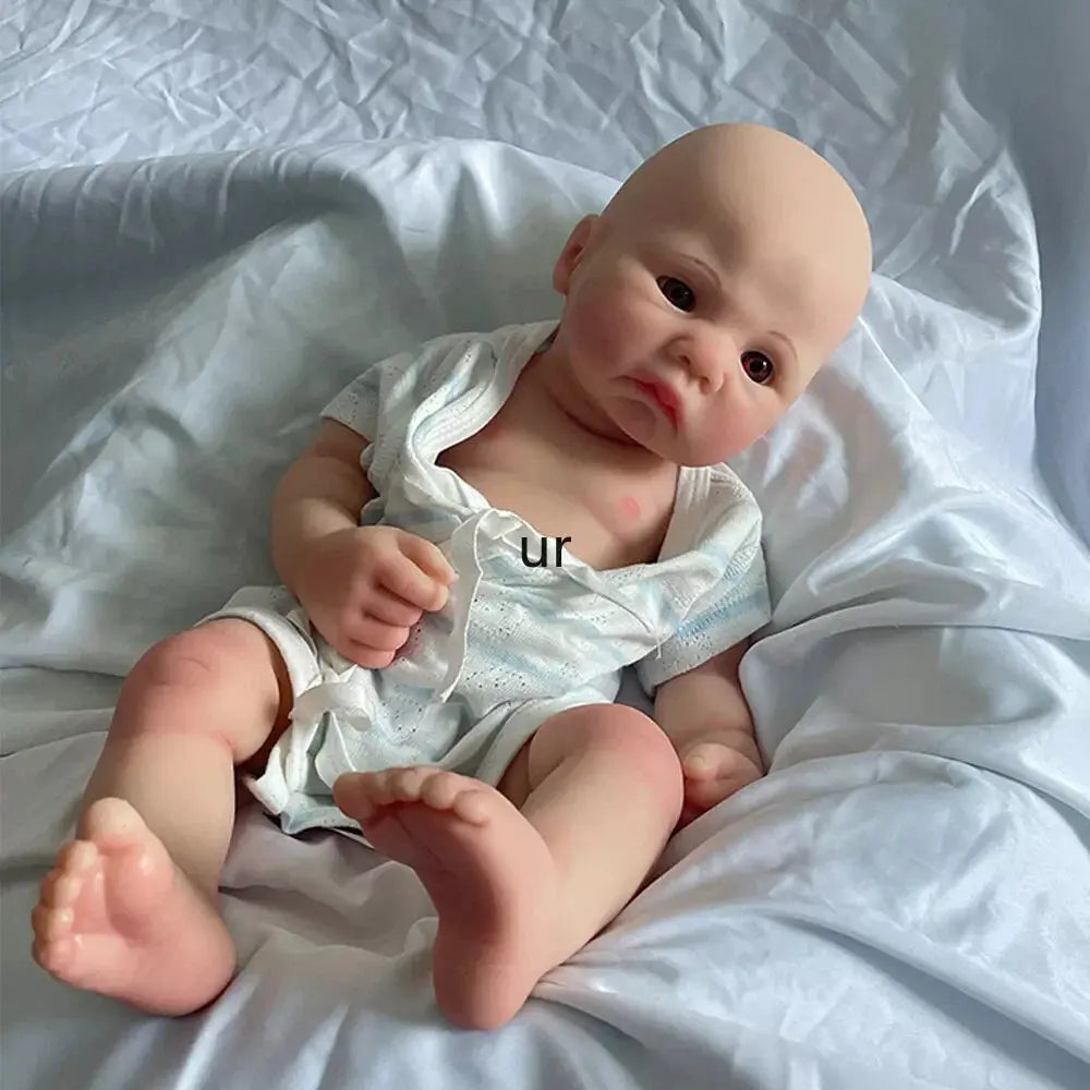 Artist Reborner Painted 16" Weighted Soft Platinum Silicone Reborn Baby Boy Open Eyes Flexible Newborn Lifelike Doll Toy lifelikesiliconereborns.com