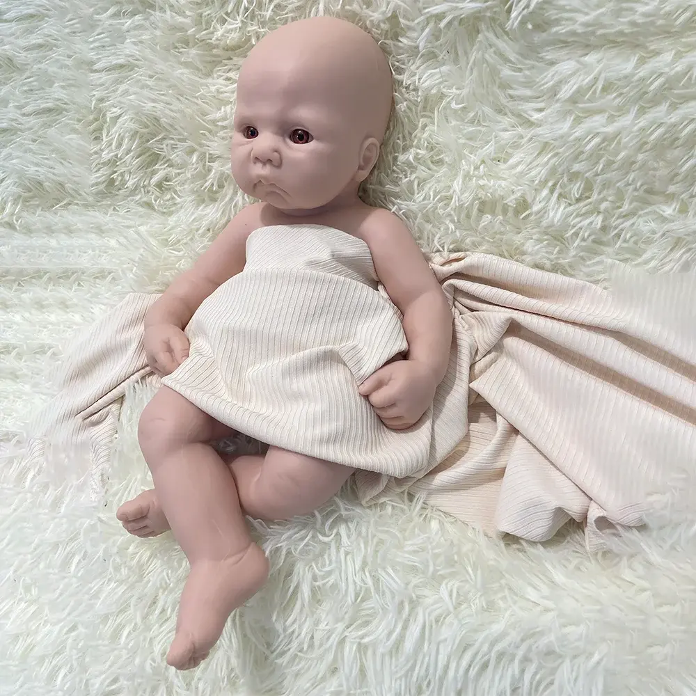 Artist Reborner Painted 16" Weighted Soft Platinum Silicone Reborn Baby Boy Open Eyes Flexible Newborn Lifelike Doll Toy lifelikesiliconereborns.com