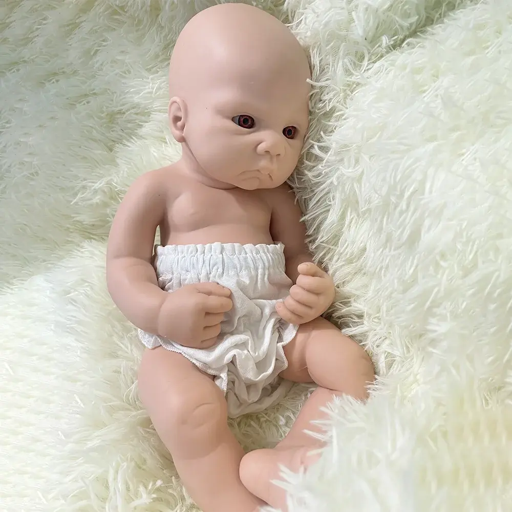 Artist Reborner Painted 16" Weighted Soft Platinum Silicone Reborn Baby Boy Open Eyes Flexible Newborn Lifelike Doll Toy lifelikesiliconereborns.com