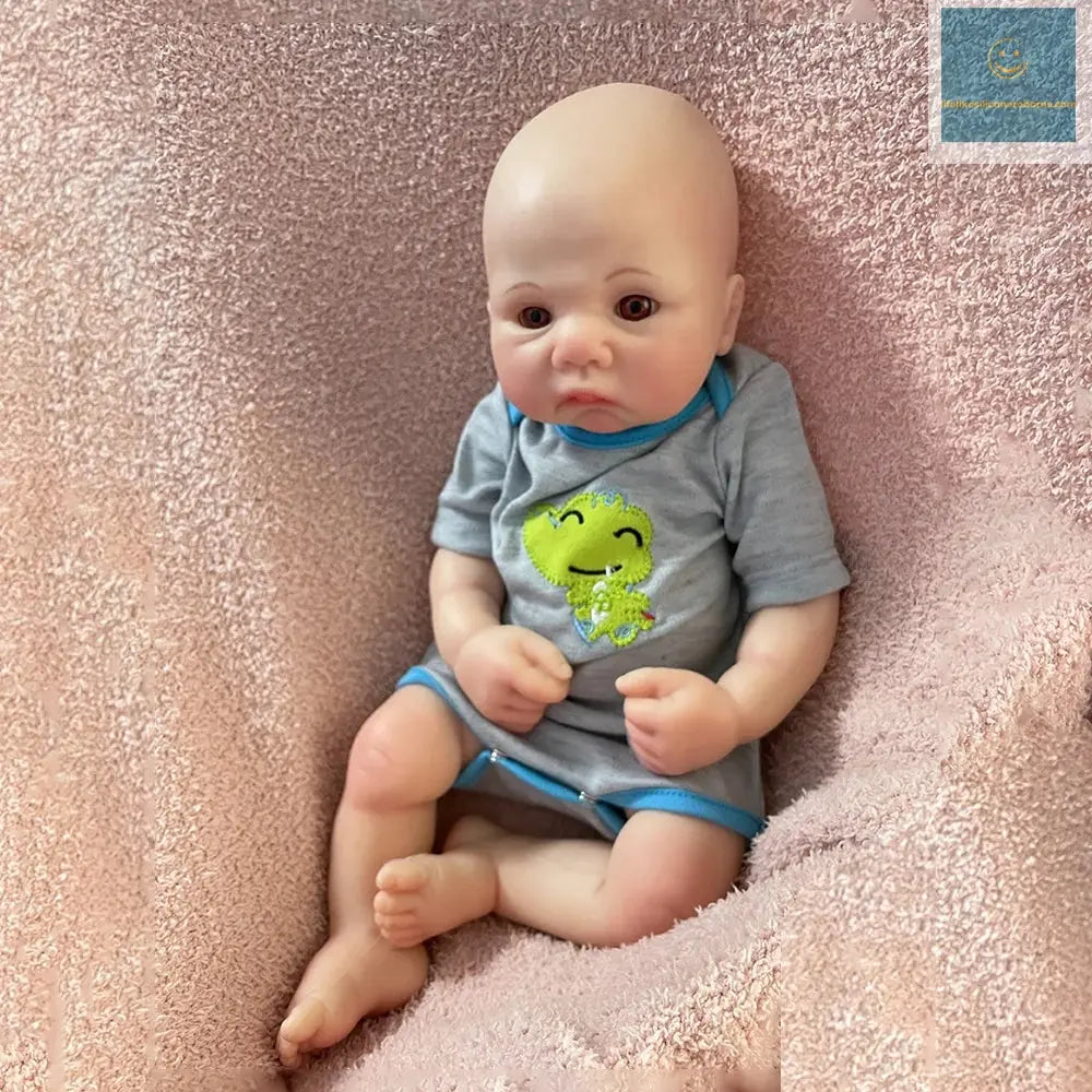 Artist Reborner Painted 16" Weighted Soft Platinum Silicone Reborn Baby Boy Open Eyes Flexible Newborn Lifelike Doll Toy lifelikesiliconereborns.com