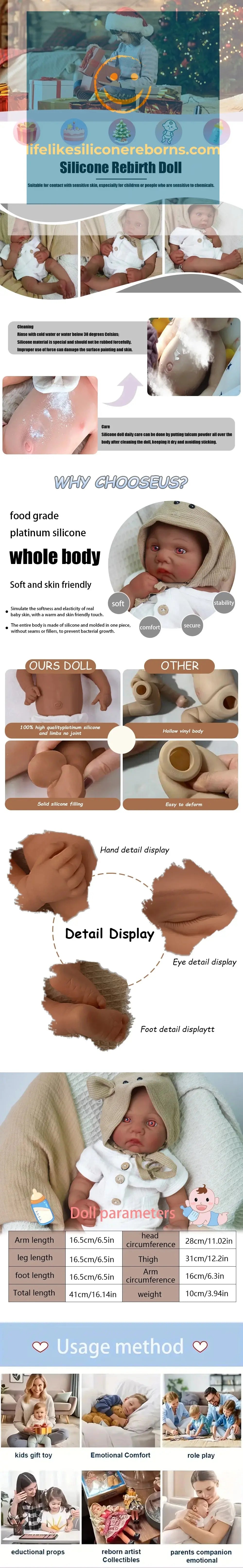 Baby like touch 41cm all silicone boy reincarnation doll 2.2kg real proportion | Collection | Gift | Medical lifelikesiliconereborns.com