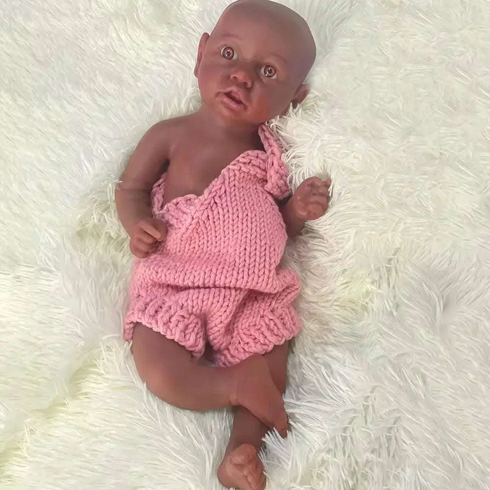 Baby toy Full platinum silicone Flexible 17 Inch Full Body Soft newborn Girl Diy Reborn Handmade Africa girl doll collection lifelikesiliconereborns.com