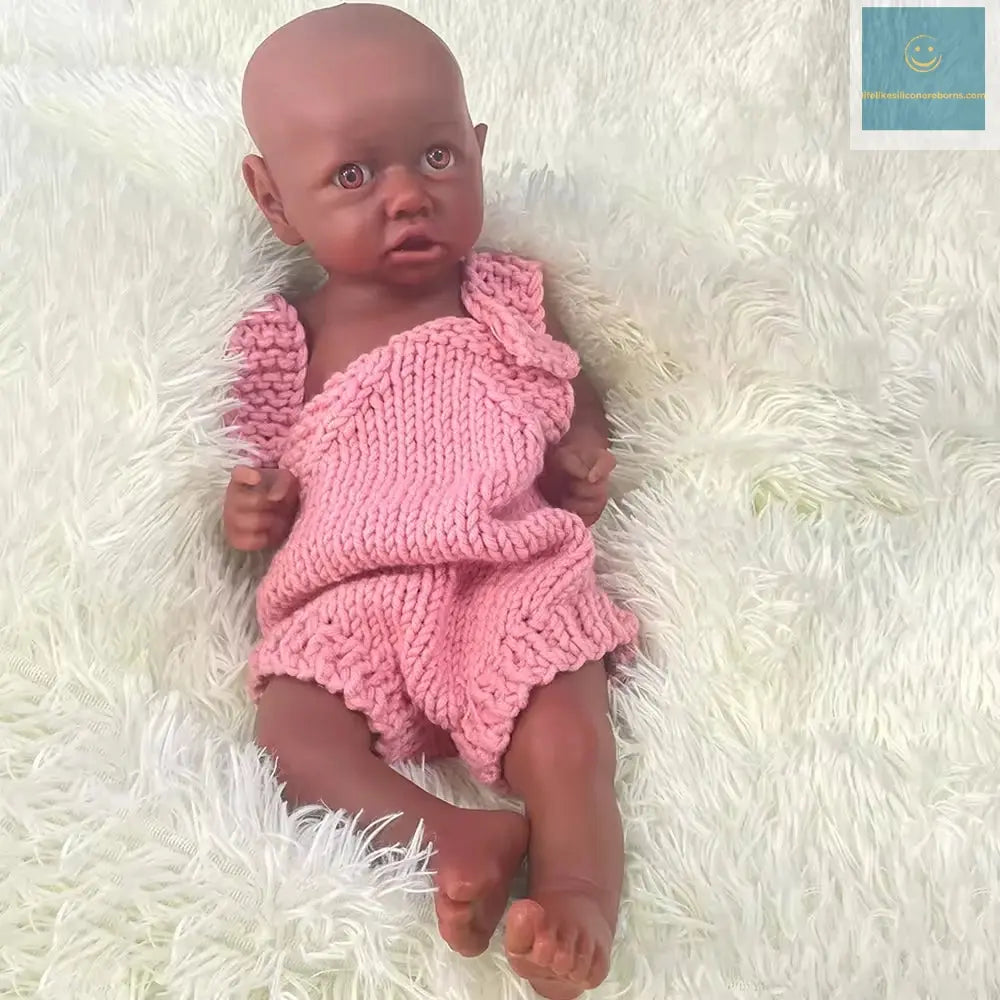 Baby toy Full platinum silicone Flexible 17 Inch Full Body Soft newborn Girl Diy Reborn Handmade Africa girl doll collection lifelikesiliconereborns.com