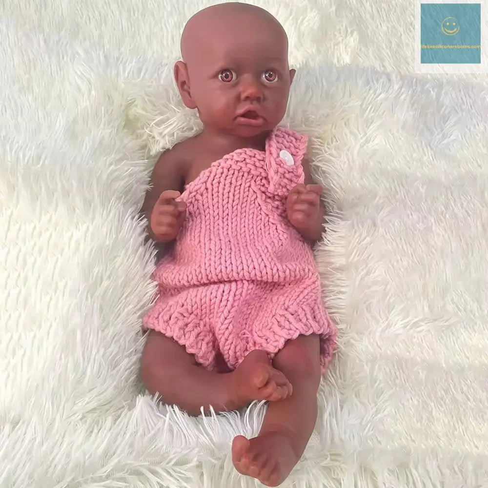 Baby toy Full platinum silicone Flexible 17 Inch Full Body Soft newborn Girl Diy Reborn Handmade Africa girl doll collection lifelikesiliconereborns.com