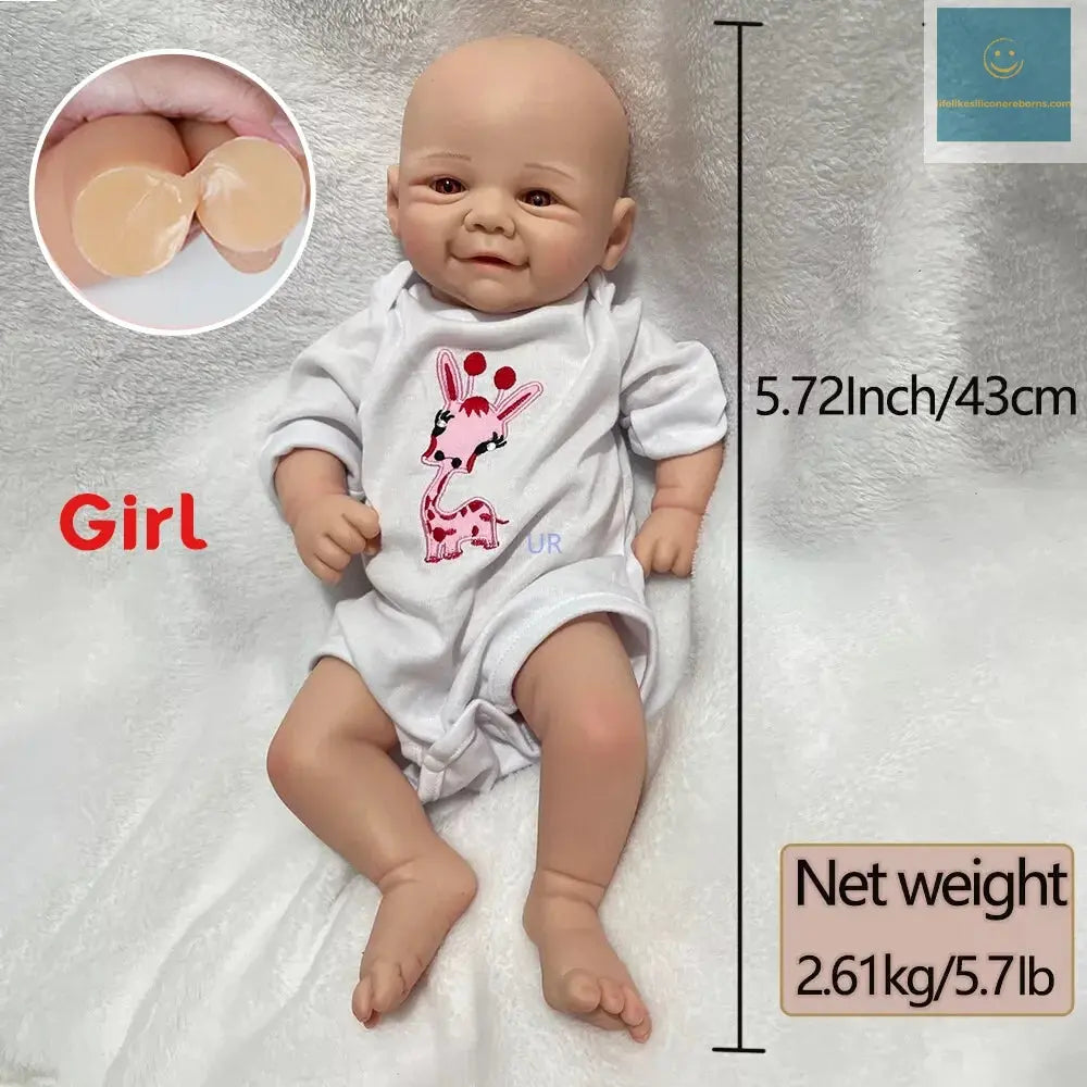 Birthday Festival Gift Set for Kids Age 3+ Toy 17 Inch Realistic Newborn Girl Handmade Soft Silicone Real Life Reborn Baby Doll lifelikesiliconereborns.com