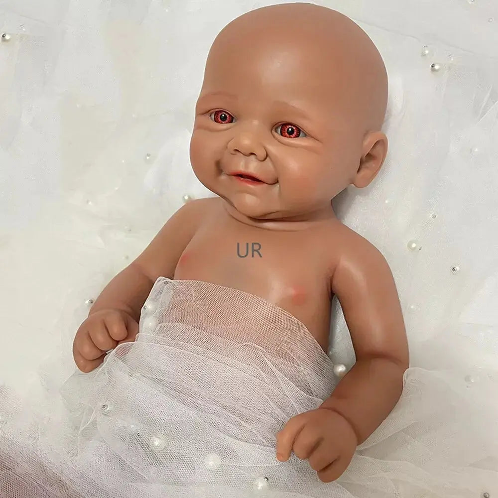 Black Newborn Baby Lifelike 1:1 Size And Weight African Girl Kid 17'' Full Solid Platinum Silicone Reborn Doll Vivienne lifelikesiliconereborns.com