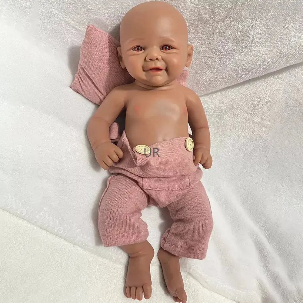 Black Newborn Baby Lifelike 1:1 Size And Weight African Girl Kid 17'' Full Solid Platinum Silicone Reborn Doll Vivienne lifelikesiliconereborns.com