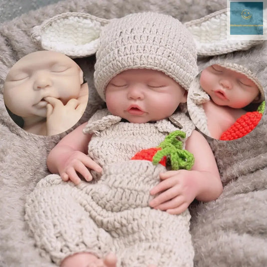 Can Open Mouth 17Inch Washable Close Eyes Full Body Solid Silicone Bebe Reborn Girl HandmadeLifelike Real Corpo De Silicone Doll lifelikesiliconereborns.com