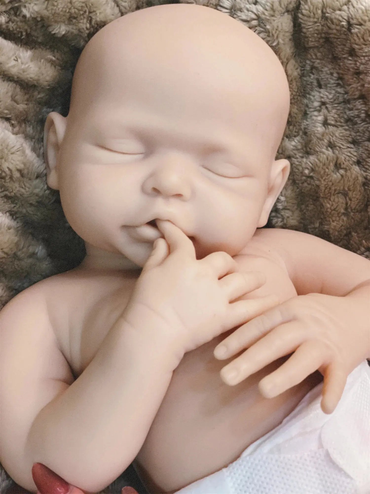 Can Open Mouth 17Inch Washable Close Eyes Full Body Solid Silicone Bebe Reborn Girl HandmadeLifelike Real Corpo De Silicone Doll lifelikesiliconereborns.com